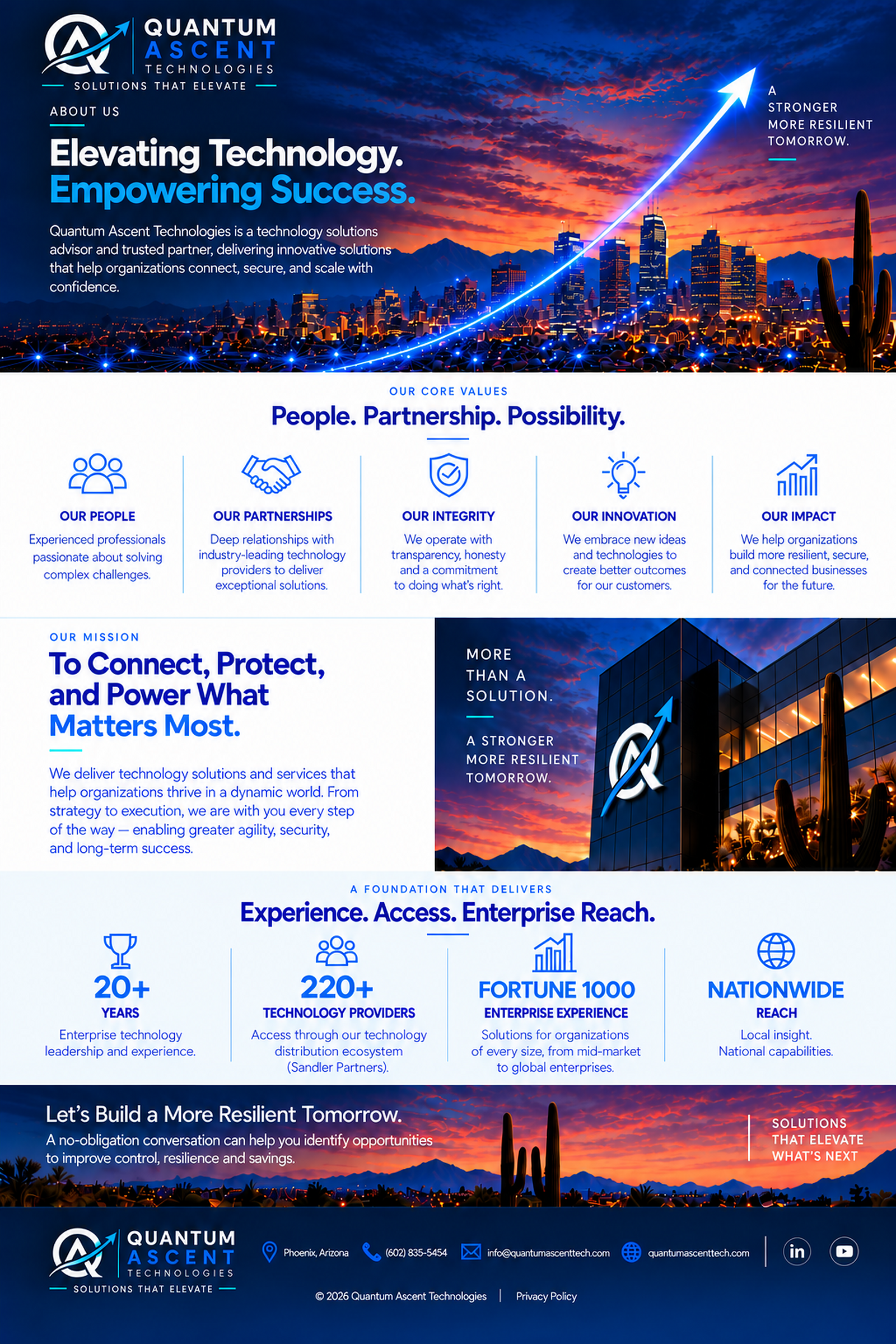 Quantum Ascent Technologies combines experienced technology leadership, trusted partnerships and nationwide provider access to help businesses succeed.